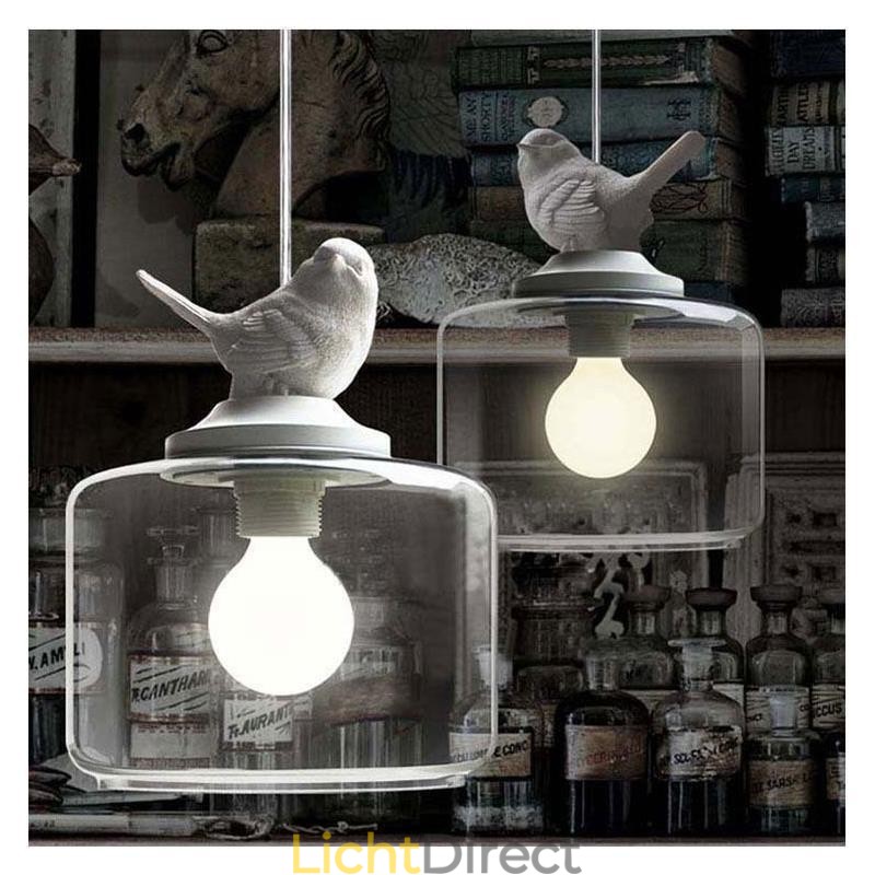 Retro Stijl Glazen Hanglamp Kleine Vogel Decoratieve Verlichting