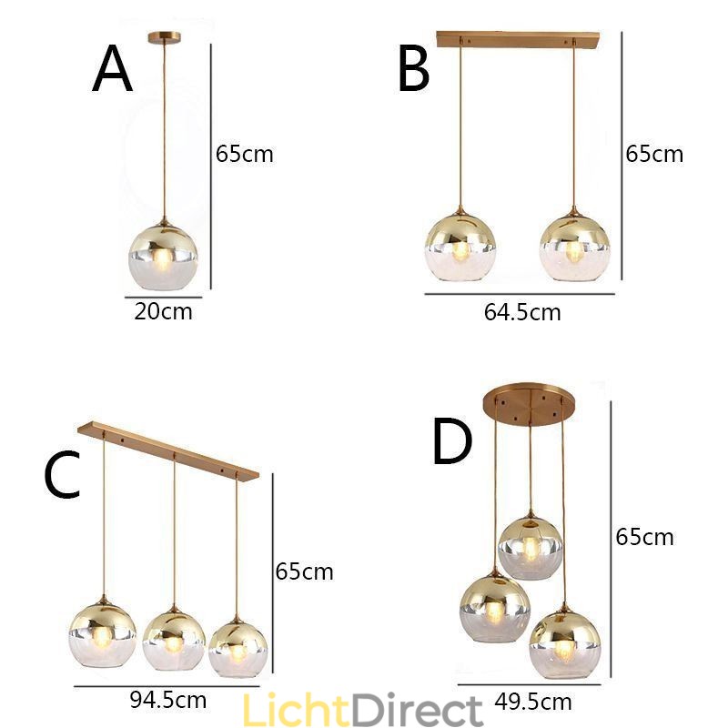 Creatieve hanglamp van ijzer en glas, decoratieve verlichting