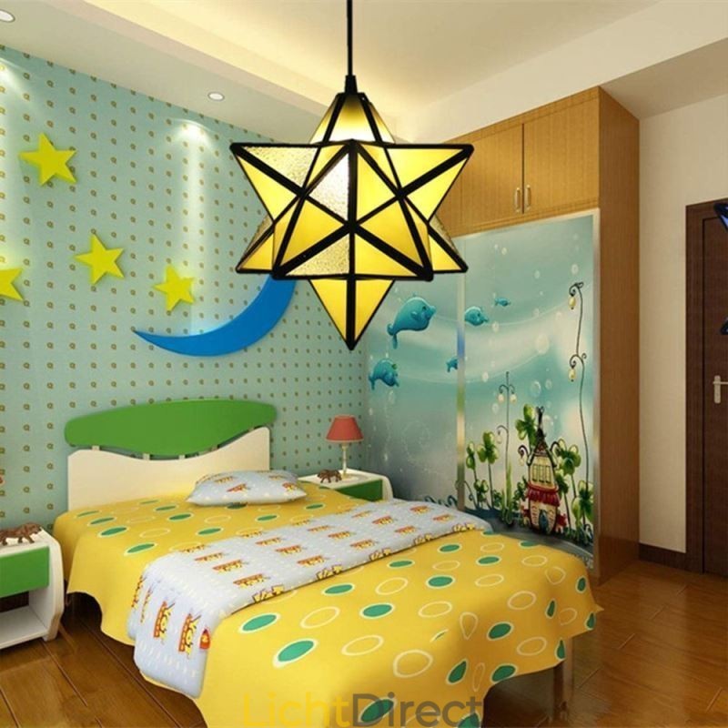 Europese hanglamp van gebrandschilderd glas, creatieve sterhanglamp