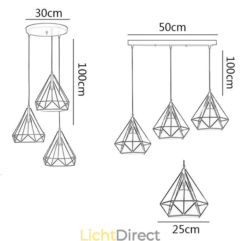 Diamantvormige hanglamp, moderne minimalistische decoratieve lamp