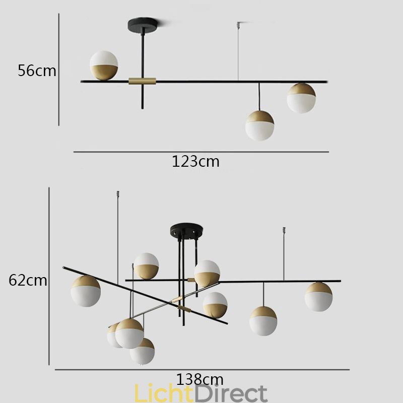 Glazen bol kroonluchter plafondlamp