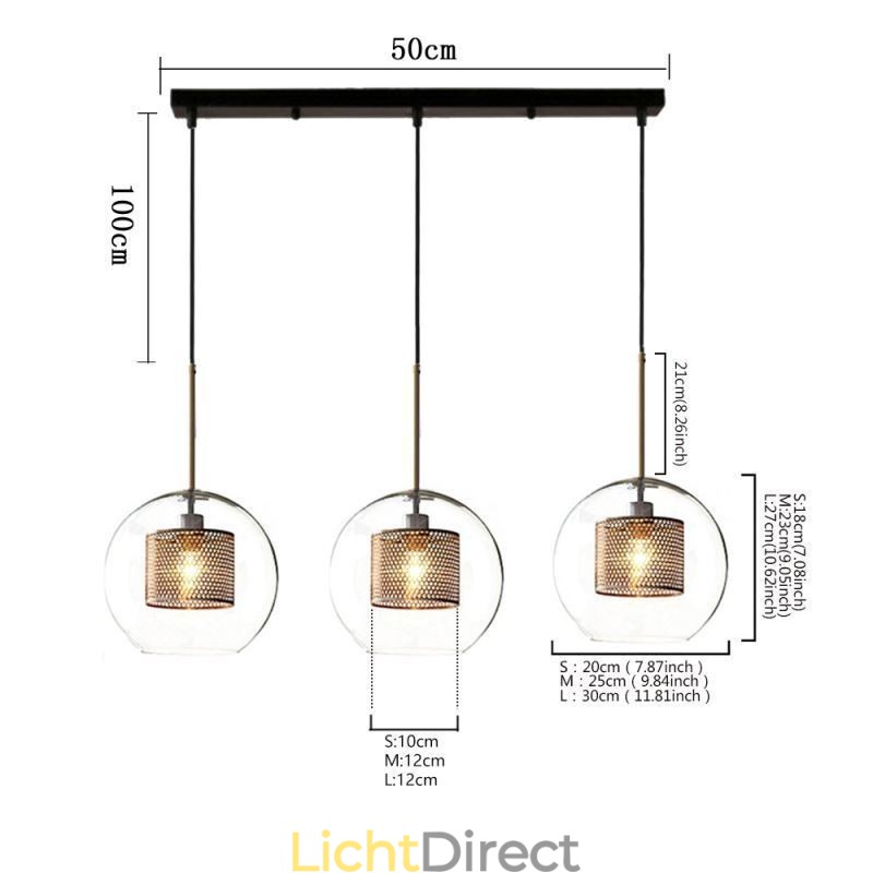 Minimalistische glazen cluster hanglamp 3 lichts plafondlamp eiland