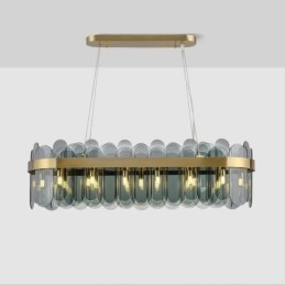 Minimalistische glazen hanglamp Unieke kleur Rechthoekige plafondlamp Eiland