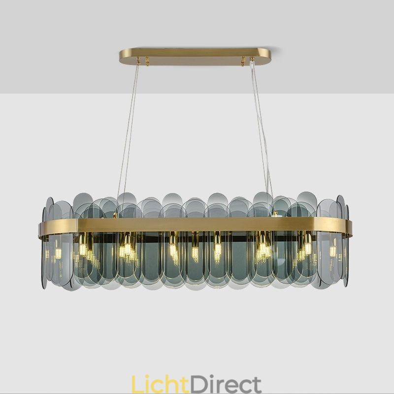 Minimalistische glazen hanglamp Unieke kleur Rechthoekige plafondlamp Eiland