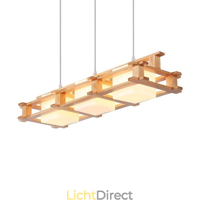 Creatieve 3-lichts eikenhouten hanglamp Decoratieve houten plafondlamp Café