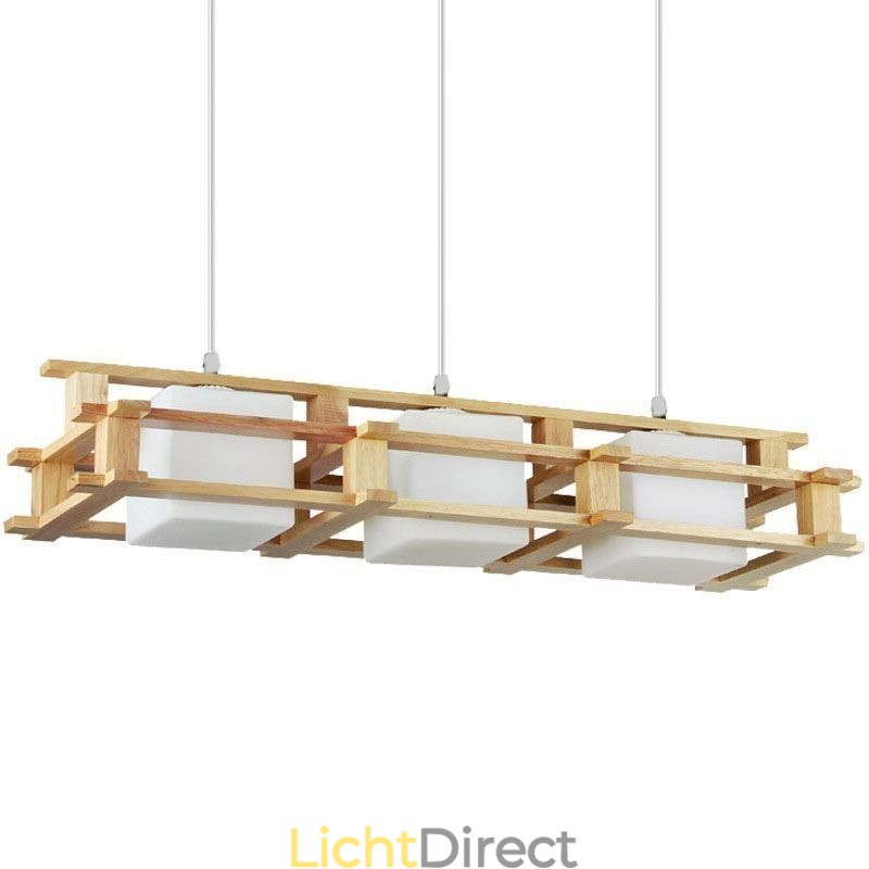 Creatieve 3-lichts eikenhouten hanglamp Decoratieve houten plafondlamp Café
