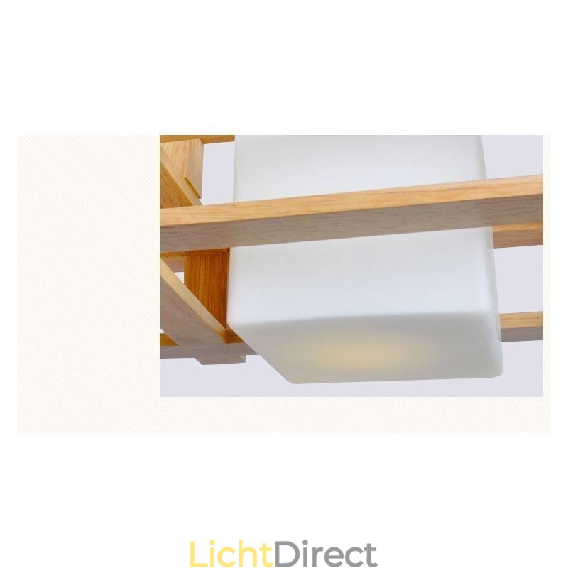 Creatieve 3-lichts eikenhouten hanglamp Decoratieve houten plafondlamp Café