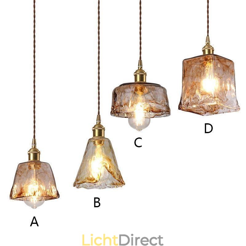 Unieke Mini Glazen Hanglamp Japanse Stijl Amberkleurige Decoratieve Verlichting