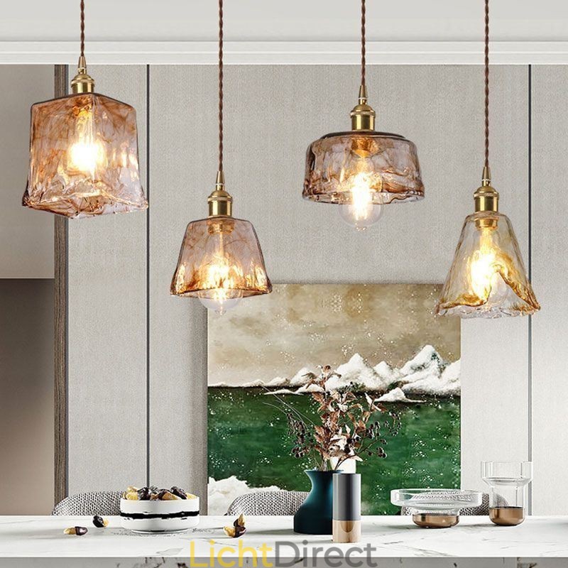 Unieke Mini Glazen Hanglamp Japanse Stijl Amberkleurige Decoratieve Verlichting