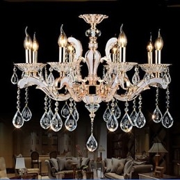 Europese stijl luxe kaars kristal hanglampen zinklegering lampen