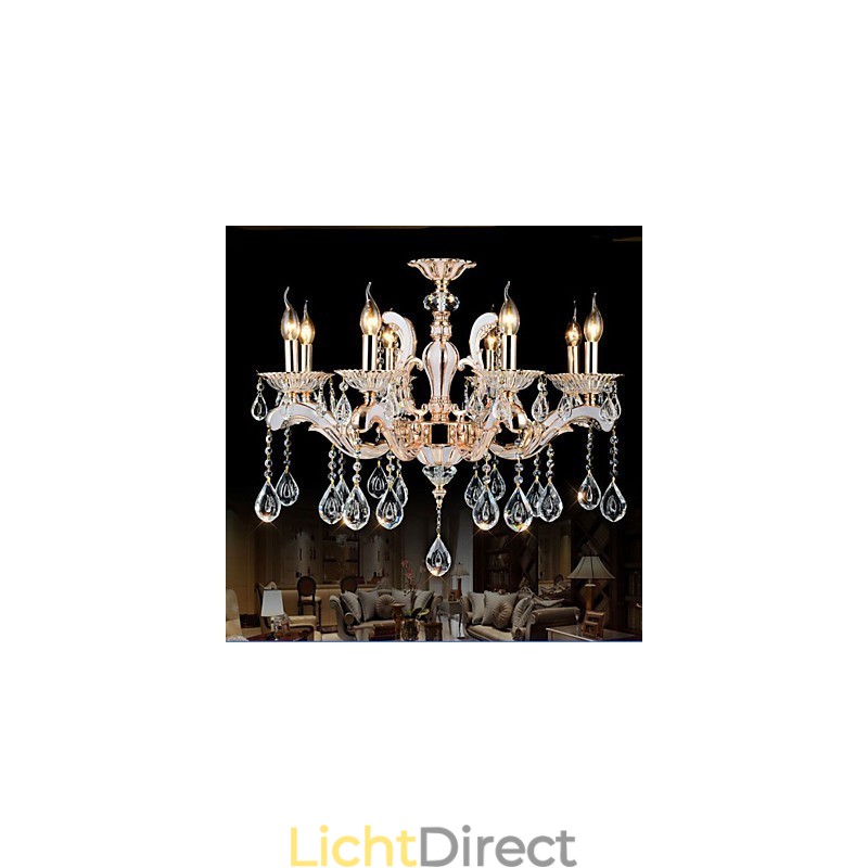 Europese stijl luxe kaars kristal hanglampen zinklegering lampen