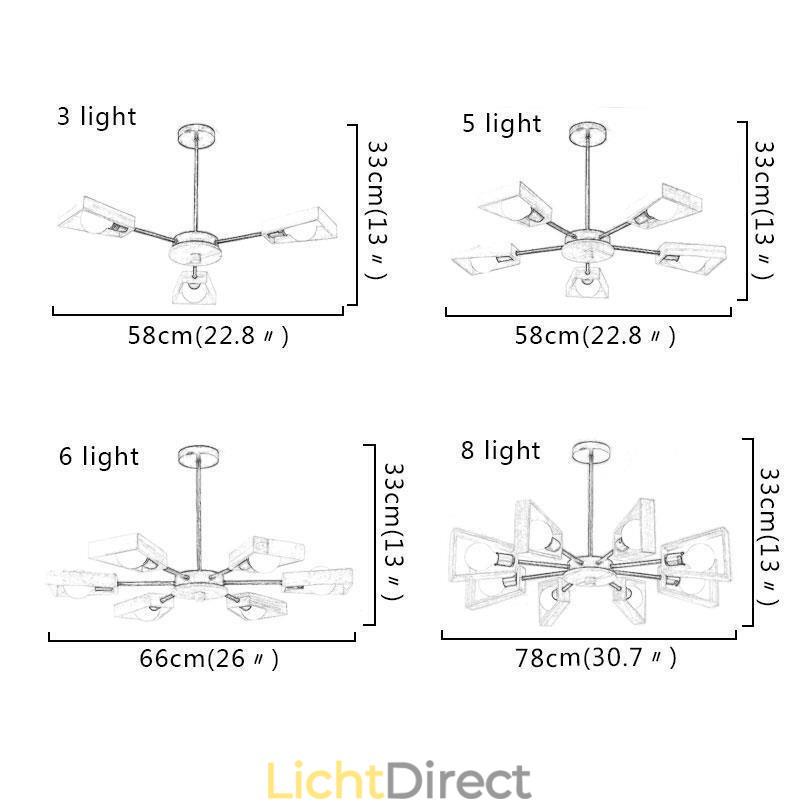 Moderne waaiervormige kroonluchter Elegante houten hanglamp