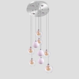 Hanglamp Glazen Cluster Plafondlamp Goud Nikkel Geborsteld + Melkachtig Glazen Bol