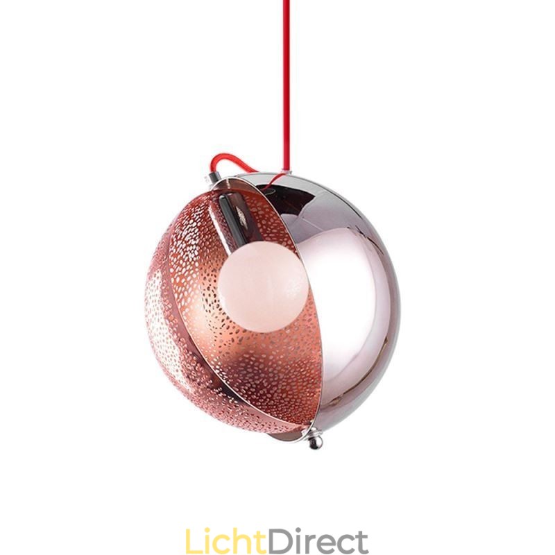 Moderne roségouden hanglamp, halfronde glazen lampenkap, decoratieve lamp, café