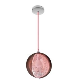 Moderne roségouden hanglamp, halfronde glazen lampenkap, decoratieve lamp, café