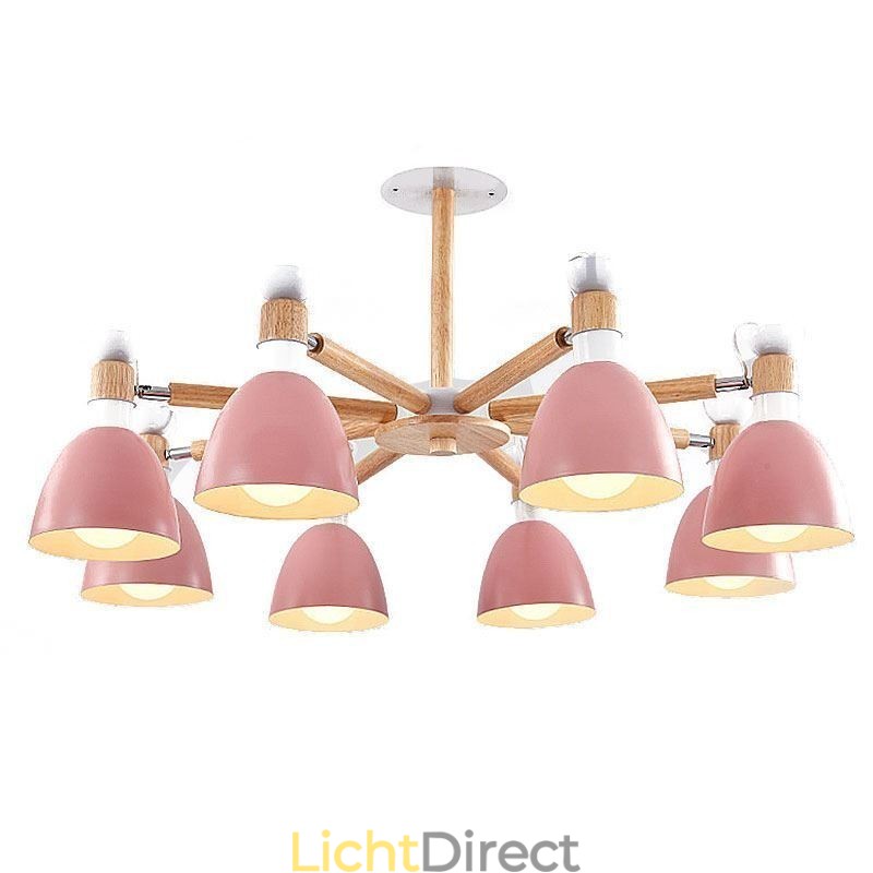Nordic Macaron Hanglamp Creatieve Houten Kroonluchter