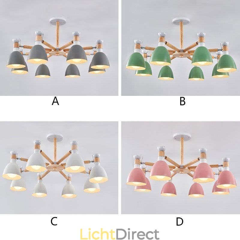 Nordic Macaron Hanglamp Creatieve Houten Kroonluchter