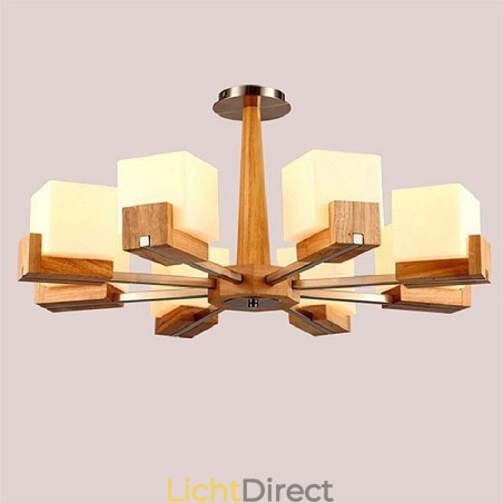 Nordic houten hanglamp glazen lampenkap kroonluchter Nordic houten hanglamp glazen lampenkap kroonluchter