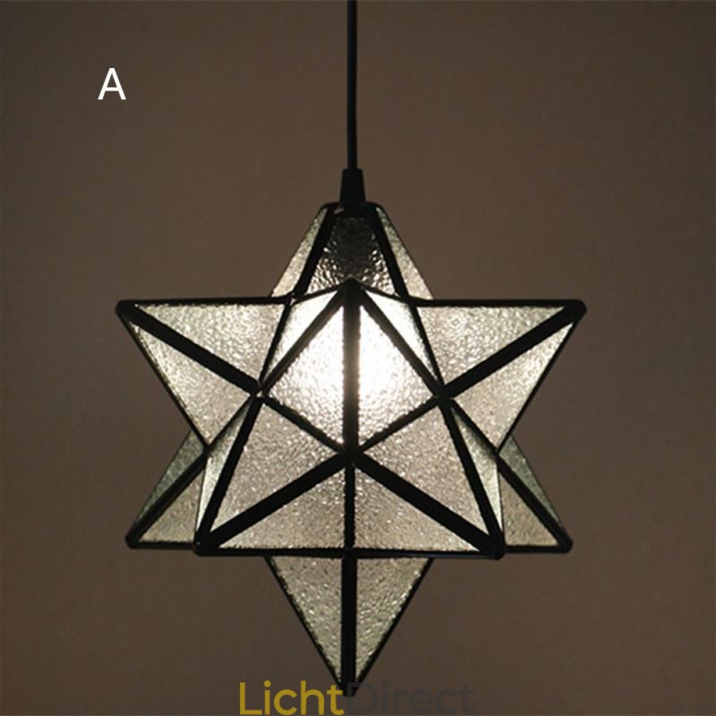 Europese hanglamp van gebrandschilderd glas, creatieve stervormige hanglamp
