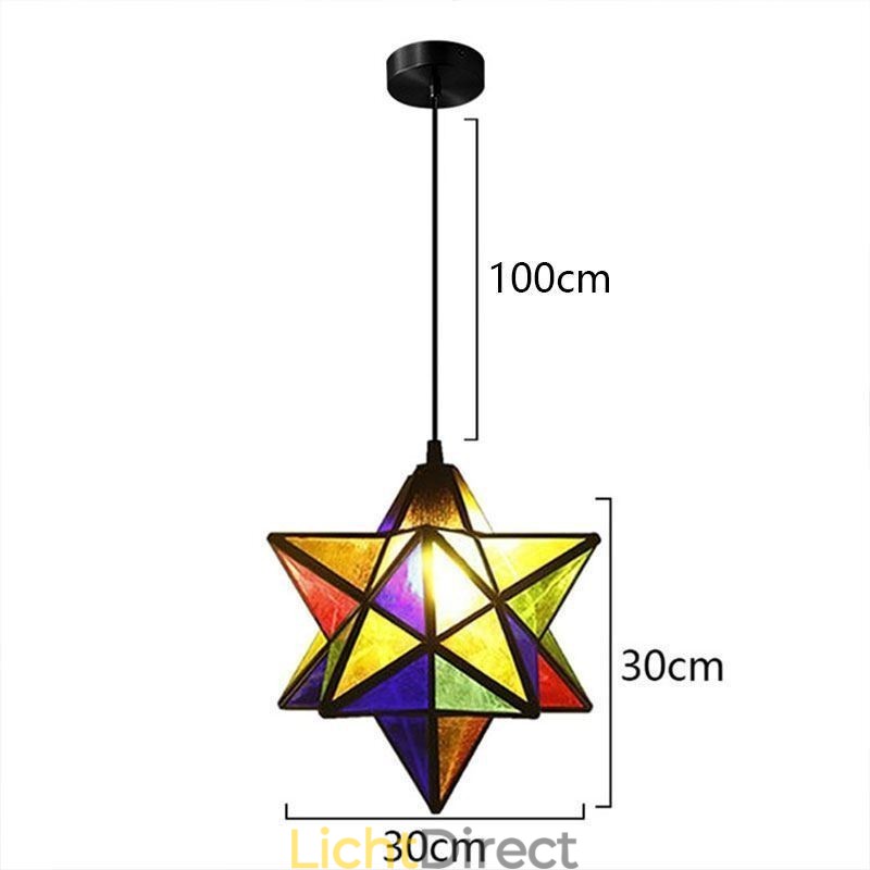 Europese hanglamp van gebrandschilderd glas, creatieve stervormige hanglamp