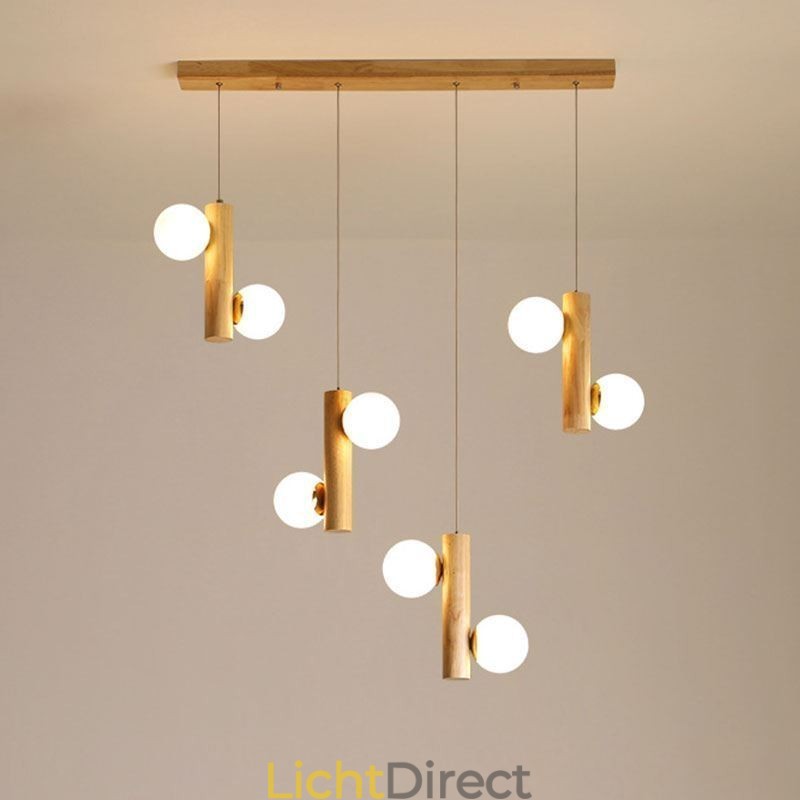 Houten hanglamp Magic Bean Cluster plafondlamp eiland