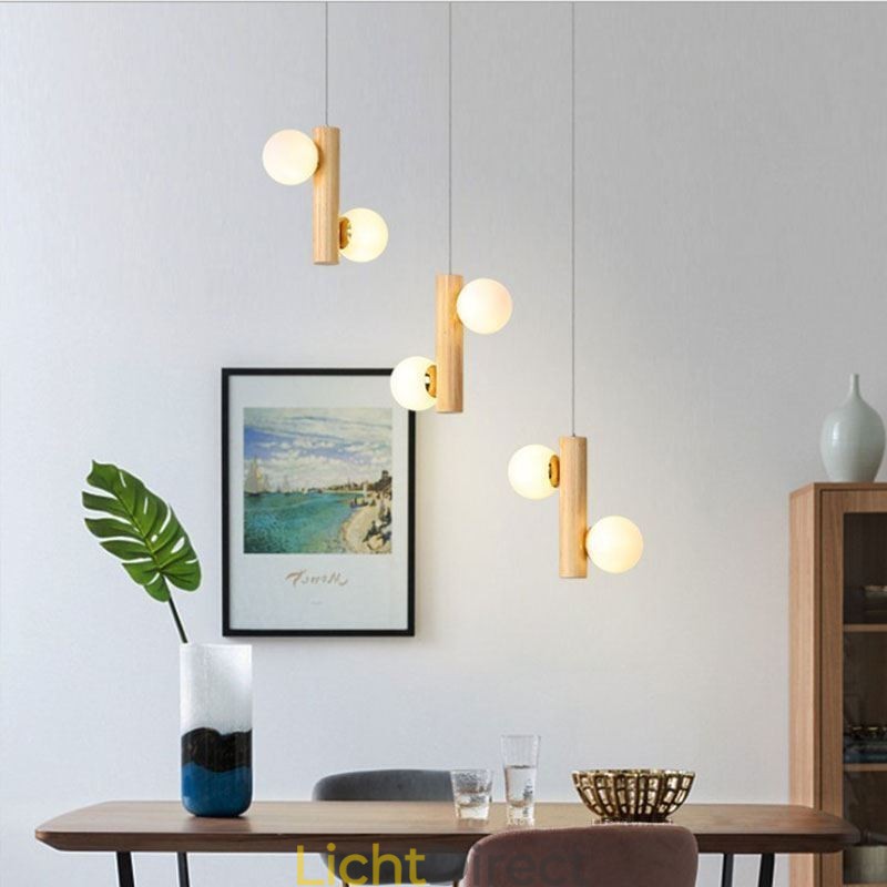 Houten hanglamp Magic Bean Cluster plafondlamp eiland