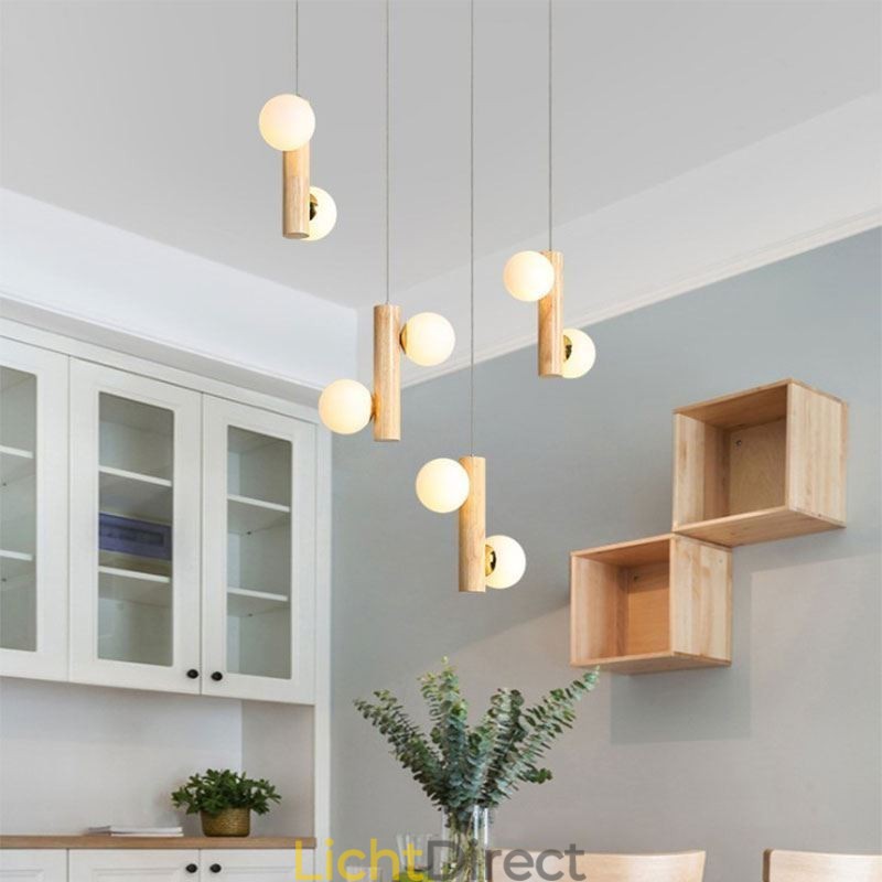 Houten hanglamp Magic Bean Cluster plafondlamp eiland