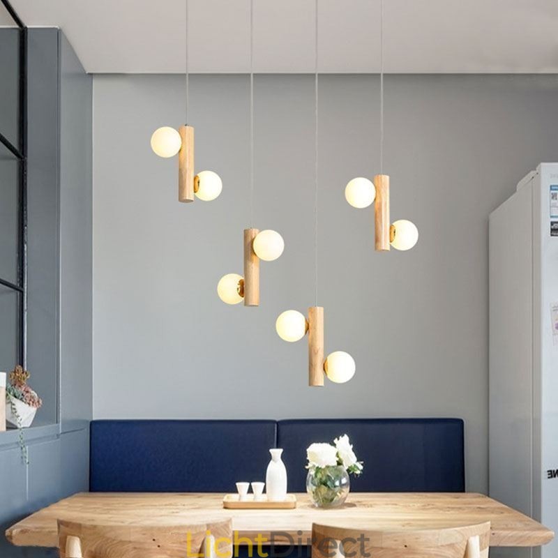 Houten hanglamp Magic Bean Cluster plafondlamp eiland