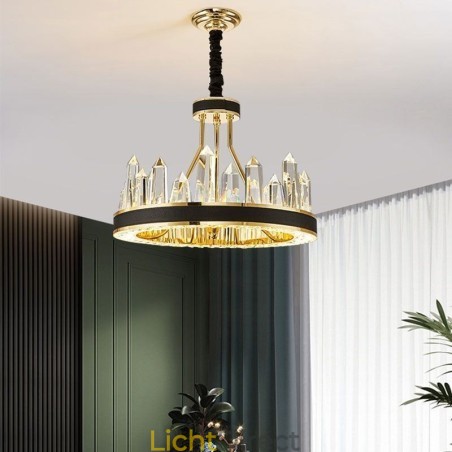Moderne kristallen hanglamp Cirkelvormige kristallen plafondlamp Moderne kristallen hanglamp Cirkelvormige kristallen plafondlamp