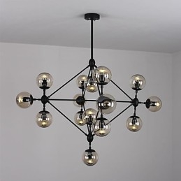 Kroonluchter 15 lampen Glazen bollampen Retro Buiten Garage Metaal