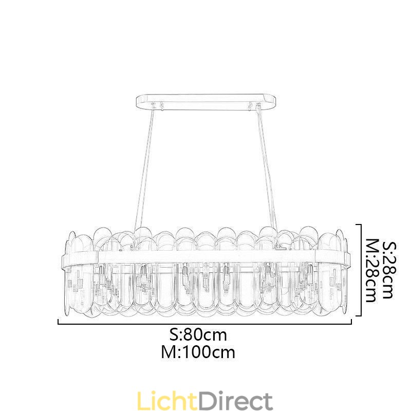 Minimalistische glazen hanglamp Unieke kleur Rechthoekige plafondlamp Eiland