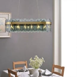 Minimalistische glazen hanglamp Unieke kleur Rechthoekige plafondlamp Eiland