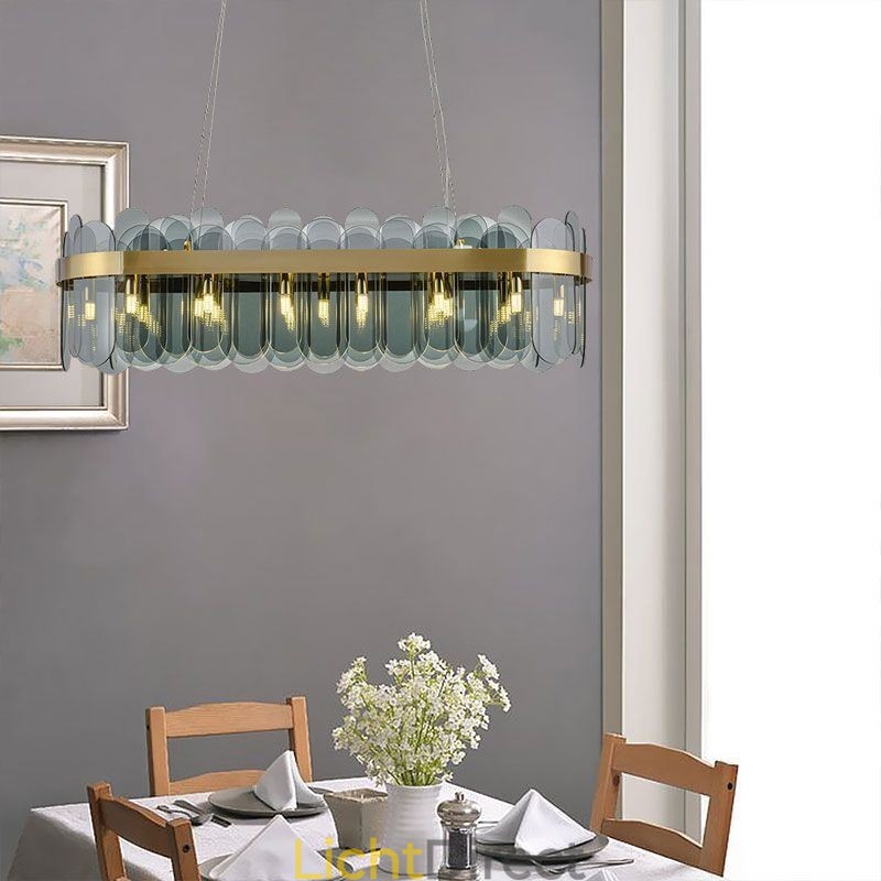 Minimalistische glazen hanglamp Unieke kleur Rechthoekige plafondlamp Eiland