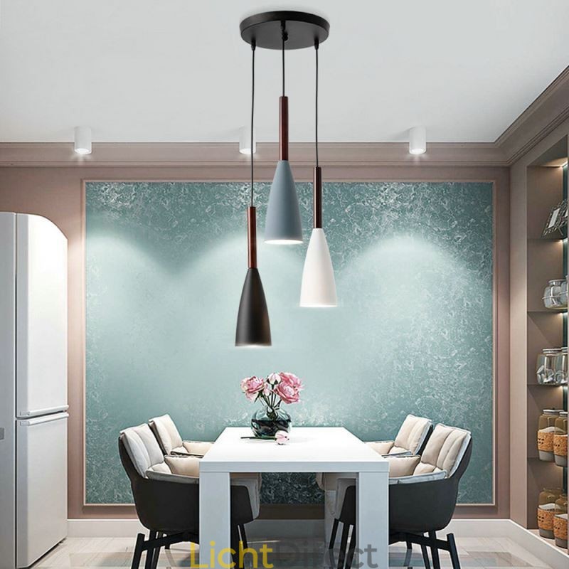 Moderne eenvoudige hanglamp met drie lampen, creatieve aluminium kunstlamp, café