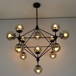 Kroonluchter 15 lampen Glazen bollampen Retro Buiten Garage Metaal