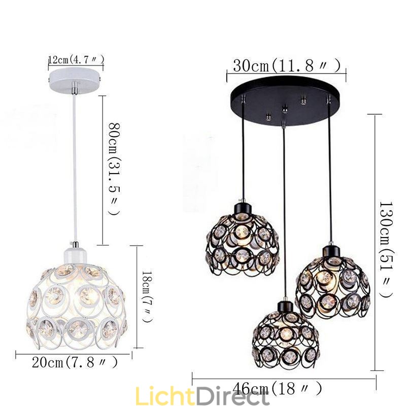 Ideeën voor holle kristallen ijzeren hanglamp op het eiland