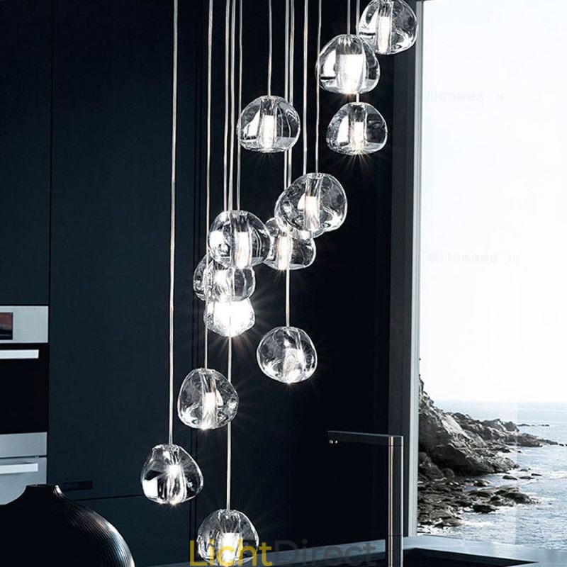 Moderne kristallen cluster hanglamp Unieke kristallen lampenkap Duplex trap