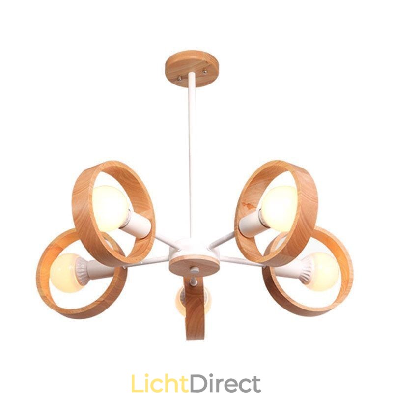 Unieke hanglamp van hout uit Scandinavië