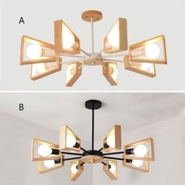 Moderne waaiervormige kroonluchter Elegante houten hanglamp