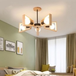 Moderne waaiervormige kroonluchter Elegante houten hanglamp