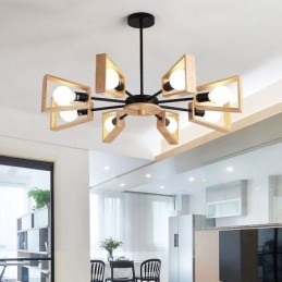 Moderne waaiervormige kroonluchter Elegante houten hanglamp