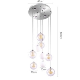 Hanglamp Glazen Cluster Plafondlamp Goud Nikkel Geborsteld + Melkachtig Glazen Bol