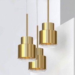 Postmoderne glazen hanglamp Gouden cilinderlamp Heldere verlichting