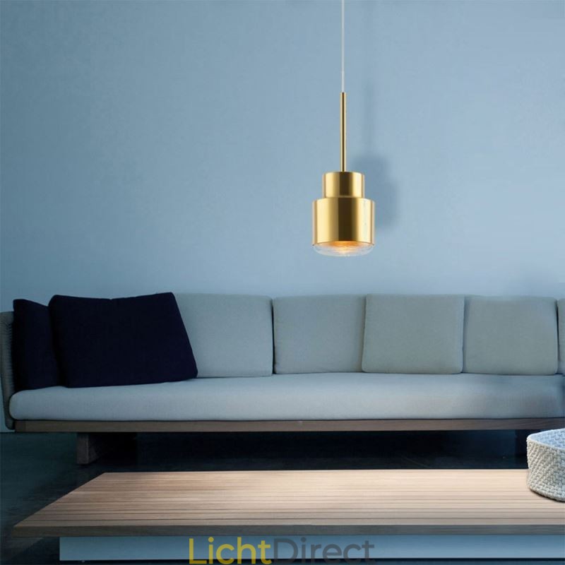 Postmoderne glazen hanglamp Gouden cilinderlamp Heldere verlichting