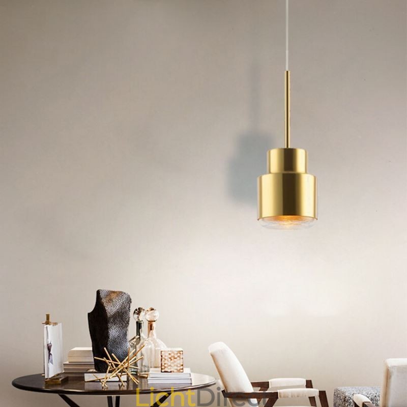 Postmoderne glazen hanglamp Gouden cilinderlamp Heldere verlichting