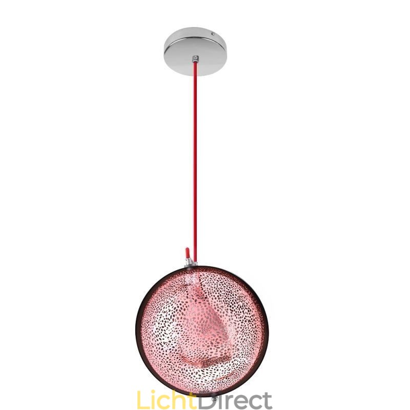 Moderne roségouden hanglamp, halfronde glazen lampenkap, decoratieve lamp, café