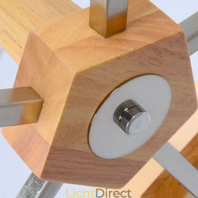 Nordic houten hanglamp glazen lampenkap kroonluchter