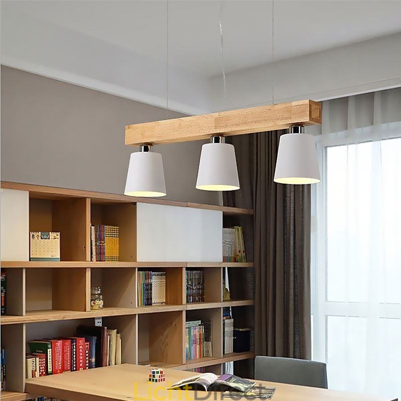 Nordic Wood Kroonluchter Unieke Rechte Hanglamp Café