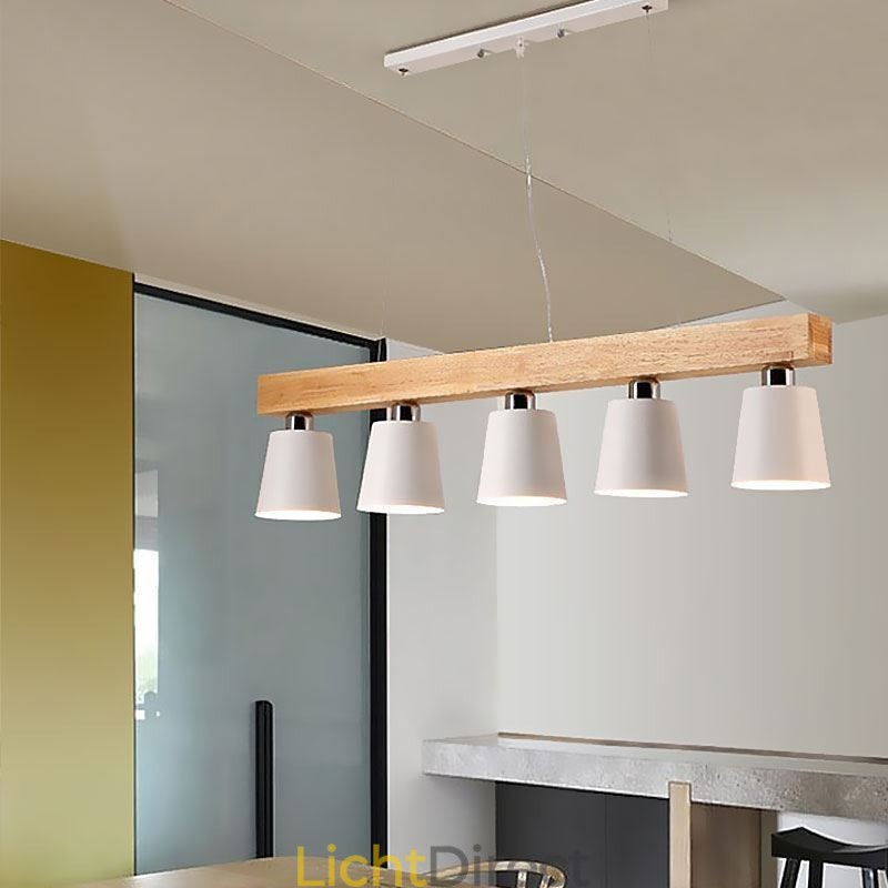 Nordic Wood Kroonluchter Unieke Rechte Hanglamp Café