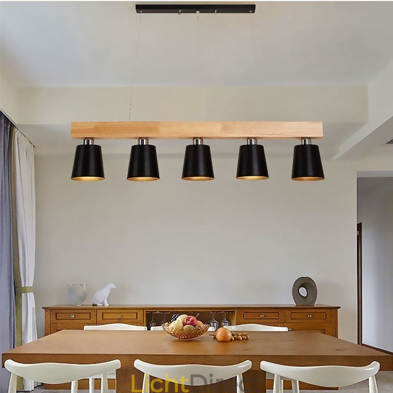 Nordic Wood Kroonluchter Unieke Rechte Hanglamp Café